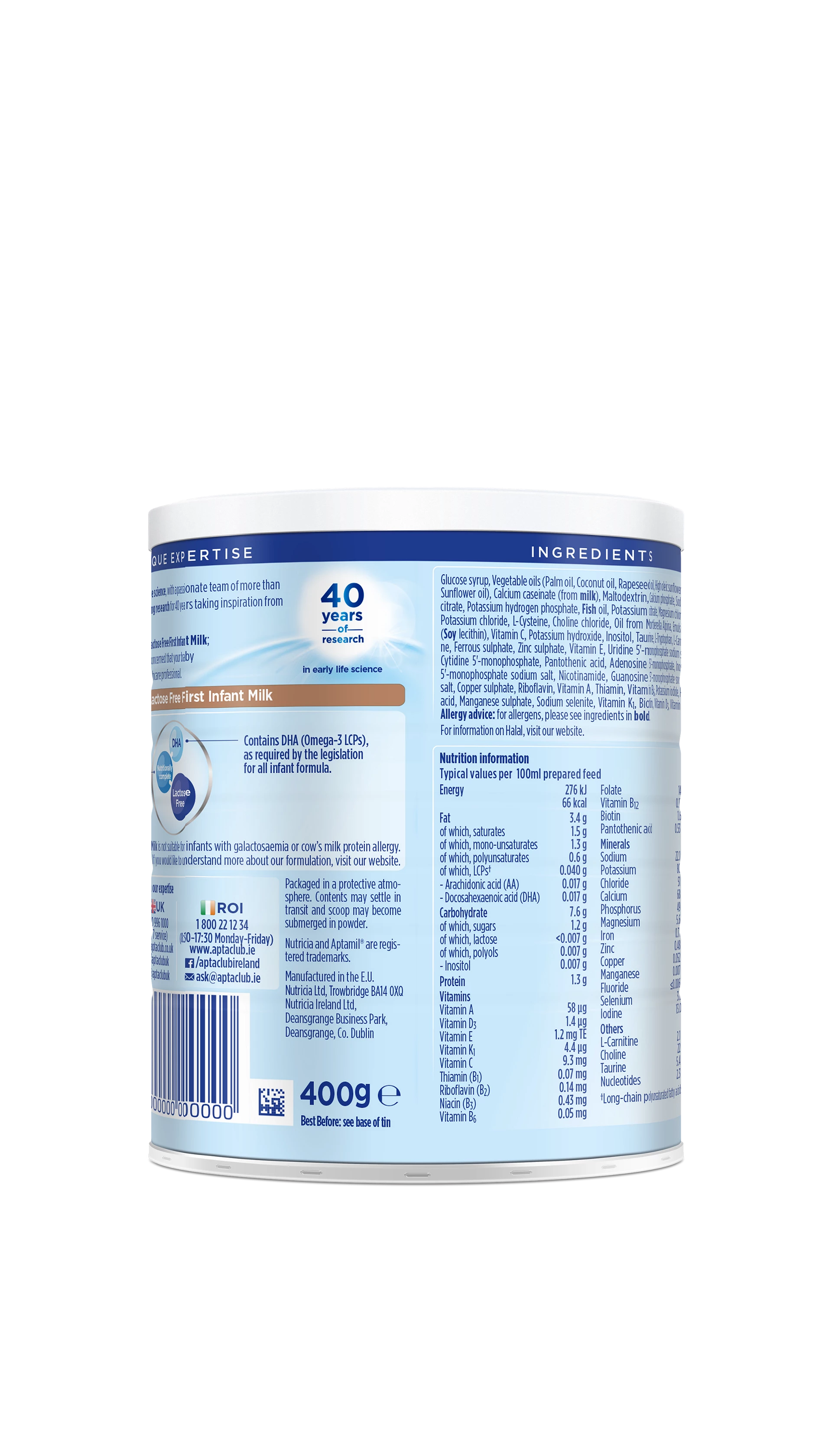 Aptamil® Lactose Free First Infant Formula Milk 400g