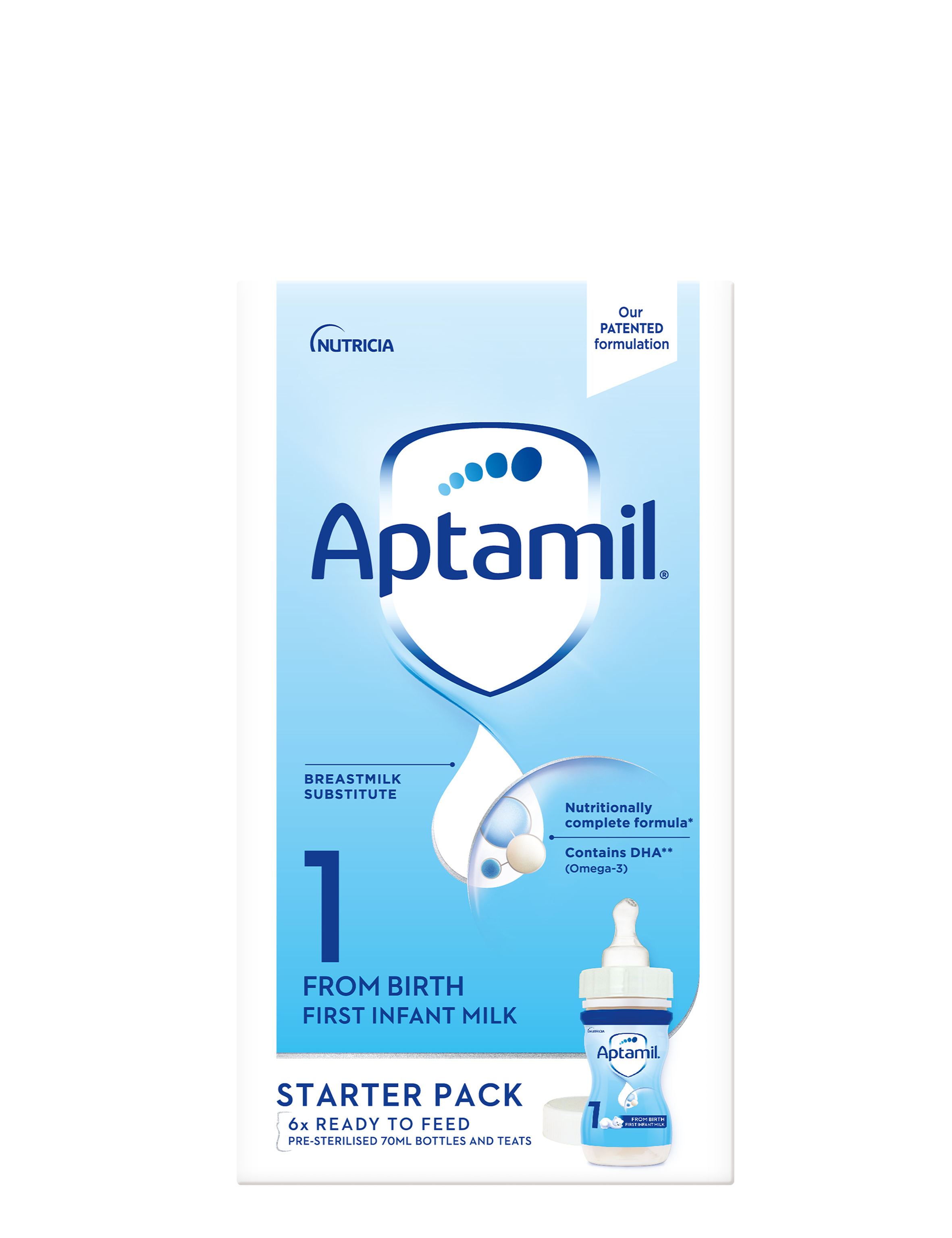 Aptamil® First Infant Milk 6 x 70ml Bottles